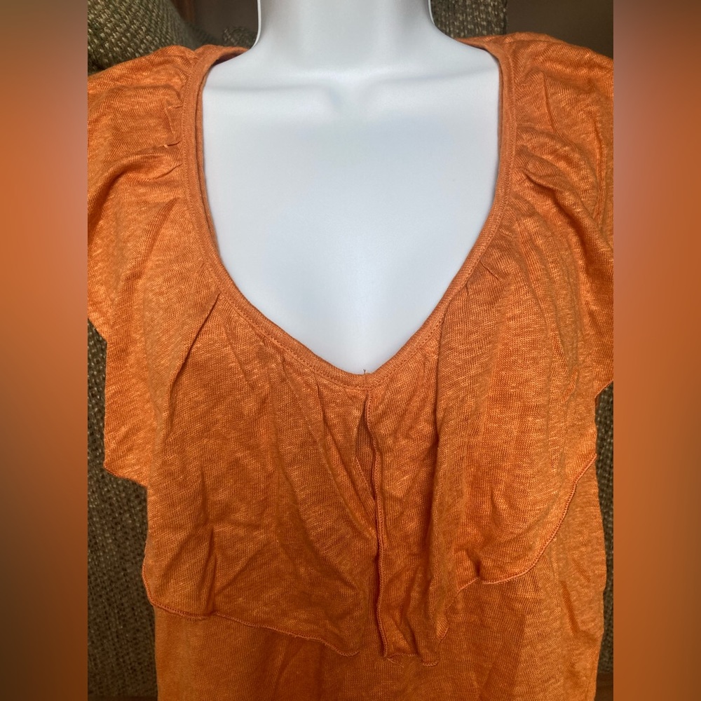 Zara Ruffle Front Orange Tank - Picture 2 of 5